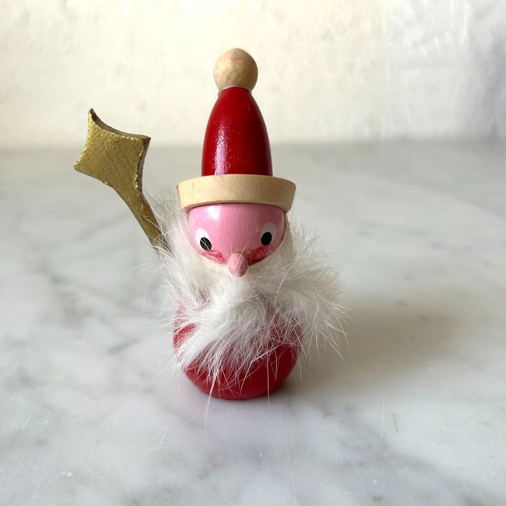 Vintage Steinbach Christmas Ornament Wooden Santa Gold Scepter Made in Germany